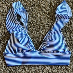 Blue and white stripper swimsuit top from American Eagle.
